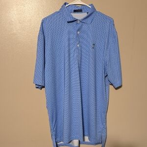 Turtleson Polo Shirt‎ Mens L Large Golf Blue Polka Dot Geometric Short Sleeve